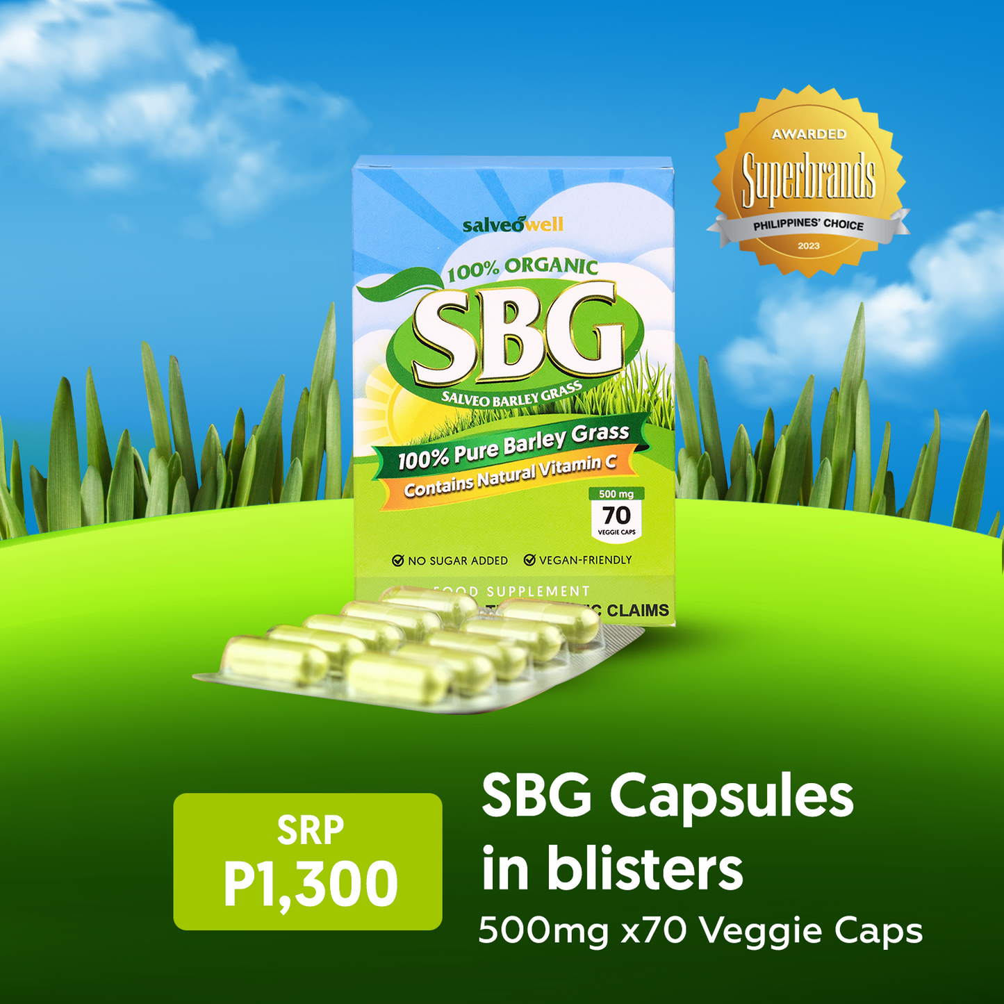 Salveo Barley Grass in Blister 70 Capsules