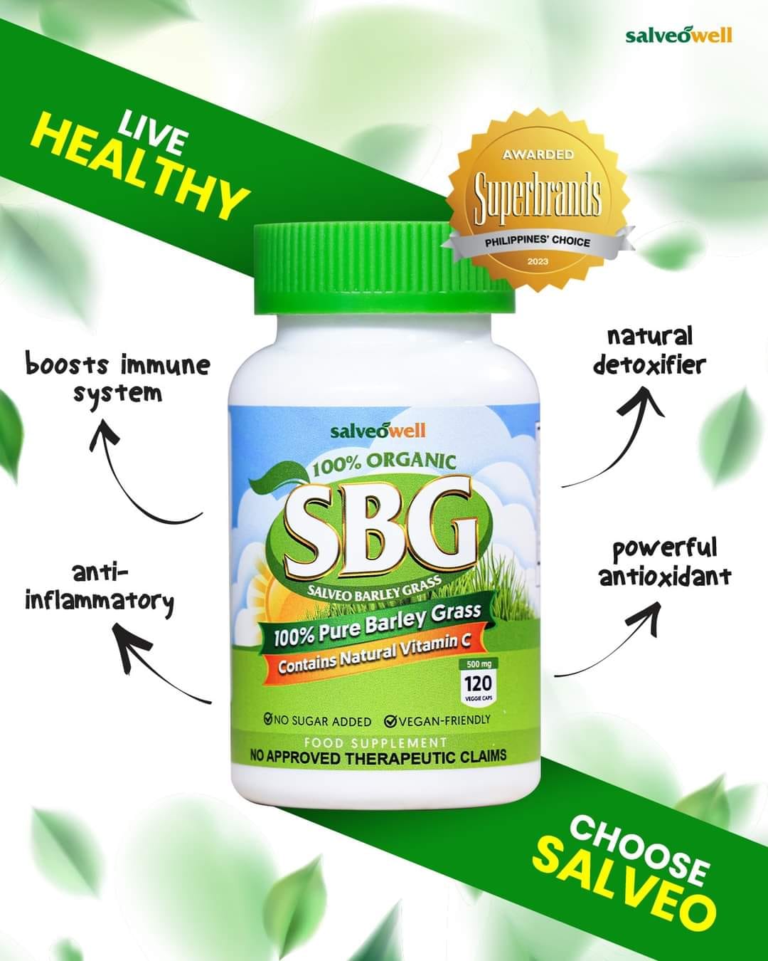 Salveo Barley Grass in a Bottle 120 Capsules